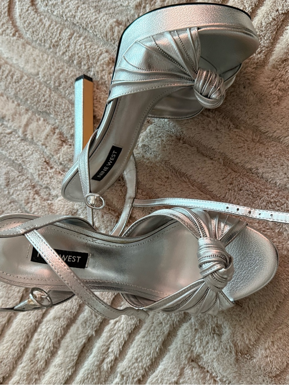 Nine West Silver Knotted Platform Heels